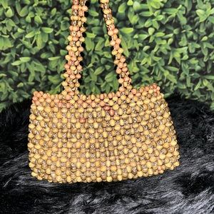 Vintage/Retro DAYNE TAYLOR Mini Wooden Beaded Handbag GUC